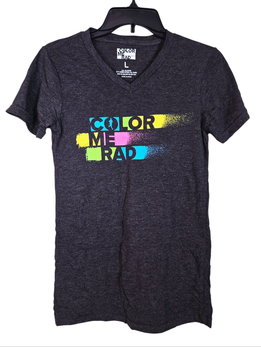 COLOR ME RAD | Gray Soft Tee | Size Large Women | Shallow V-neck